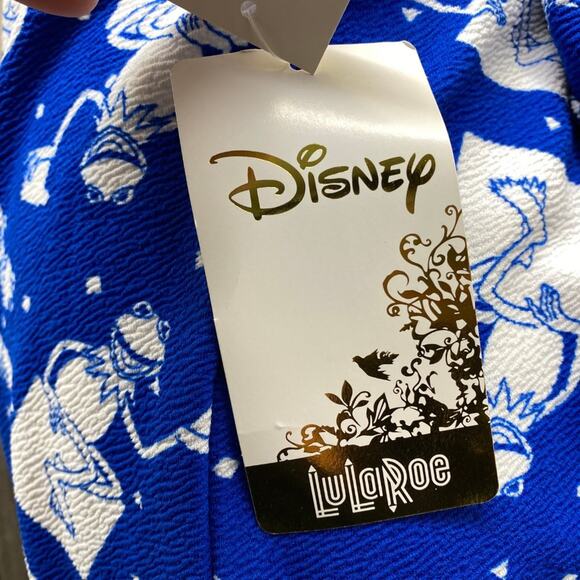 LuLaRoe Cassie Kermit Frog Toilet Paper Disney L Knee Length Muppets Blue White - Picture 6 of 6